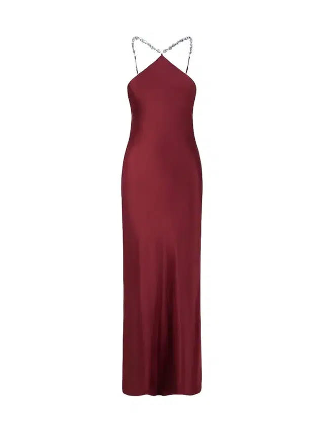 Staud Women's Cadence Satin Embellished Halter Gown - Pinot