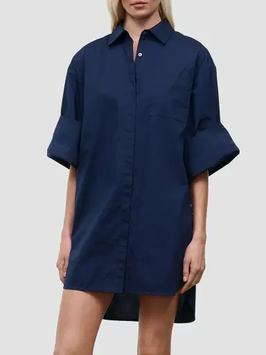 Staud Women's Nico Stretch Cotton Shirtdress - Navy - Size XL | Thumbnail 2 Staud Women's Nico Stretch Cotton Shirtdress - Navy - Size XL | Thumbnail 2