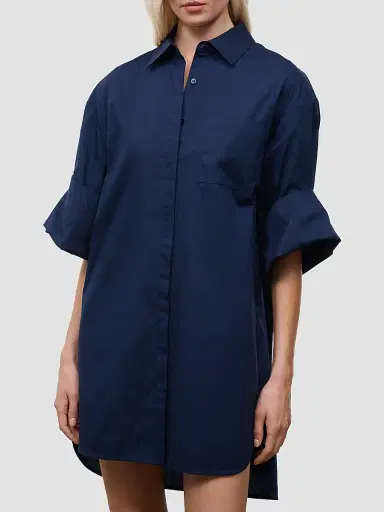 Staud Women's Nico Stretch Cotton Shirtdress - Navy - Size XL | Thumbnail 5 Staud Women's Nico Stretch Cotton Shirtdress - Navy - Size XL | Thumbnail 5