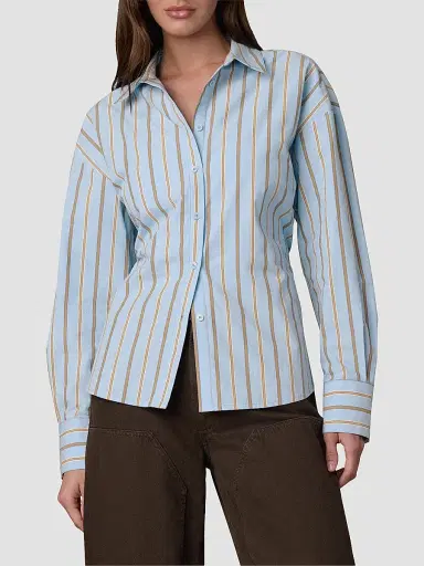 Joe's Jeans Women's The Cinched Waist Shirt - Sky Stripe | Thumbnail 4
