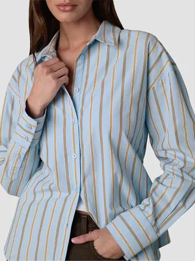 Joe's Jeans Women's The Cinched Waist Shirt - Sky Stripe | Thumbnail 5
