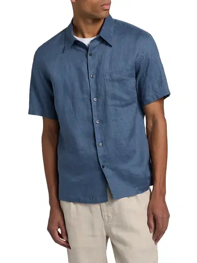 Theory Men's Irving Relaxed-Fit Linen Pocket Shirt - Bering - Size XL | Thumbnail 3 Theory Men's Irving Relaxed-Fit Linen Pocket Shirt - Bering - Size XL | Thumbnail 3