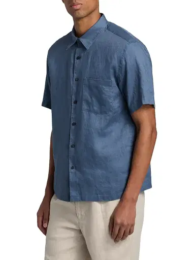 Theory Men's Irving Relaxed-Fit Linen Pocket Shirt - Bering - Size XL | Thumbnail 4 Theory Men's Irving Relaxed-Fit Linen Pocket Shirt - Bering - Size XL | Thumbnail 4