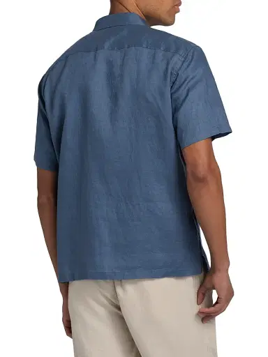 Theory Men's Irving Relaxed-Fit Linen Pocket Shirt - Bering - Size XL | Thumbnail 5 Theory Men's Irving Relaxed-Fit Linen Pocket Shirt - Bering - Size XL | Thumbnail 5