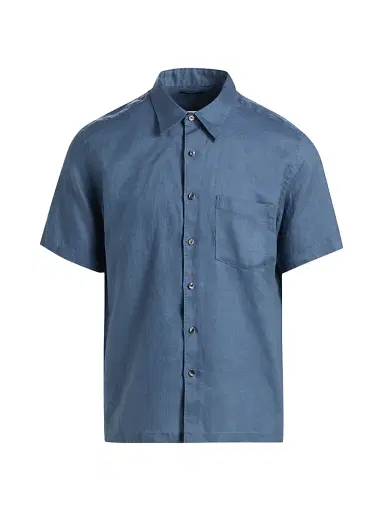 Theory Men's Irving Relaxed-Fit Linen Pocket Shirt - Bering - Size XL | Thumbnail 1 Theory Men's Irving Relaxed-Fit Linen Pocket Shirt - Bering - Size XL | Thumbnail 1