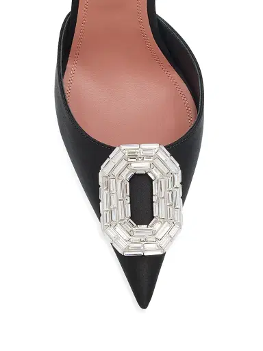 Amina Muaddi Women's Camelia Crystal-Ornament Satin Slingback Pumps | Thumbnail 5 Amina Muaddi Women's Camelia Crystal-Ornament Satin Slingback Pumps | Thumbnail 5