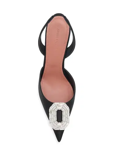 Amina Muaddi Women's Camelia Crystal-Ornament Satin Slingback Pumps | Thumbnail 6 Amina Muaddi Women's Camelia Crystal-Ornament Satin Slingback Pumps | Thumbnail 6