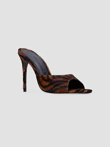 Black Suede Studio Women's Jazz 100MM Pony Hair Mules - Brown Zebra - Size 12 | Thumbnail 2