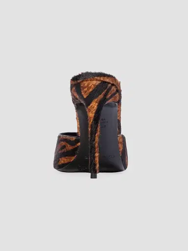Black Suede Studio Women's Jazz 100MM Pony Hair Mules - Brown Zebra - Size 12 | Thumbnail 4