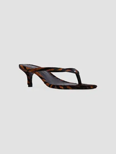 Black Suede Studio Women's Tash 50MM Pony Hair Sandals | Thumbnail 2