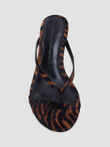 Black Suede Studio Women's Tash 50MM Pony Hair Sandals | Thumbnail 3