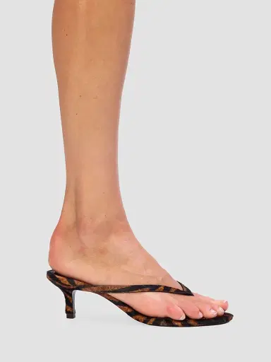 Black Suede Studio Women's Tash 50MM Pony Hair Sandals | Thumbnail 5
