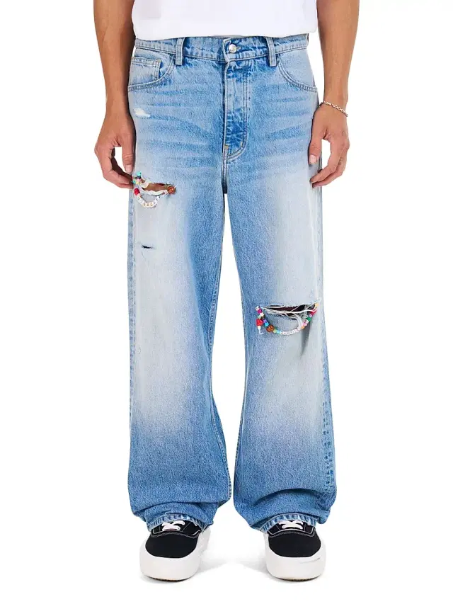Nahmias Men's Friendship Baggy Jeans - Light Wash Denim