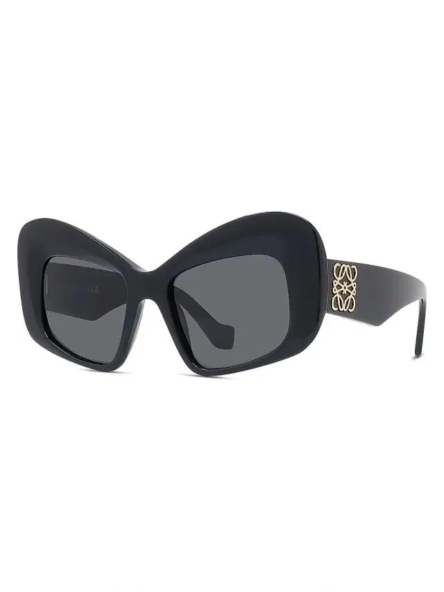 LOEWE Men's Anagram 51MM Butterfly Sunglasses - Shiny Black Smoke