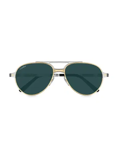 Cartier Men's Santos Classic 59MM Round Sunglasses - Green Gold Silver | Thumbnail 2