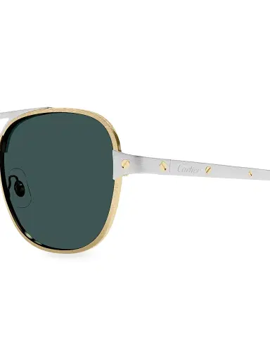 Cartier Men's Santos Classic 59MM Round Sunglasses - Green Gold Silver | Thumbnail 3