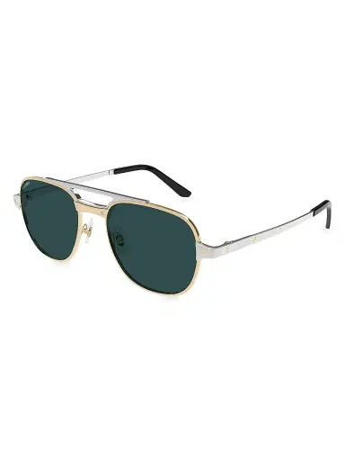 Cartier Men's Santos Classic 59MM Round Sunglasses - Green Gold Silver | Thumbnail 1