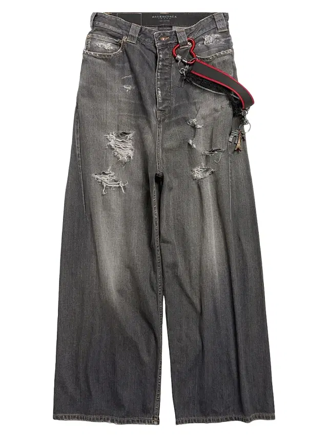 Balenciaga Men's Charms Baggy Jeans - Dark Grey