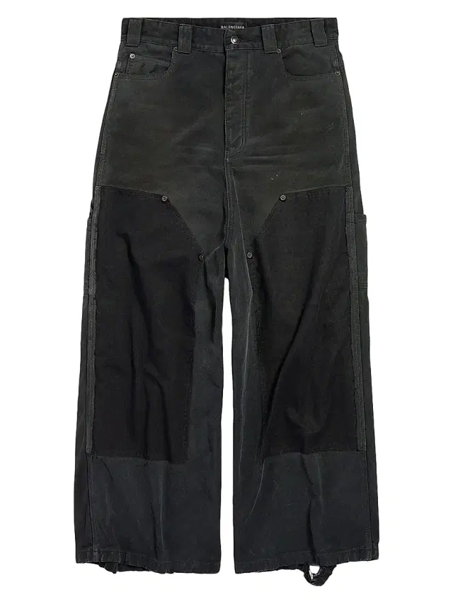 Balenciaga Men's Ripped Off Baggy Jeans - Black