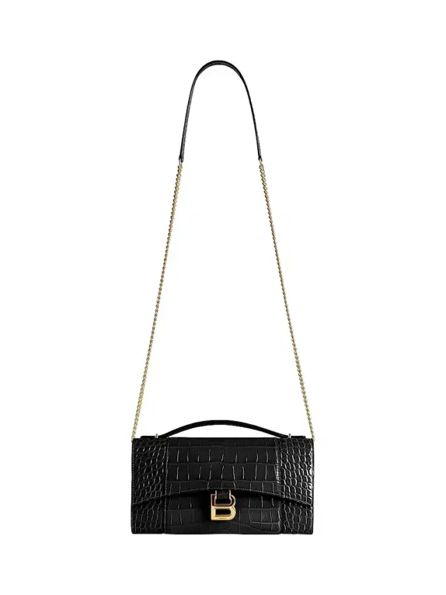 Balenciaga Women's Hourglass Pochette with Chain - Black
