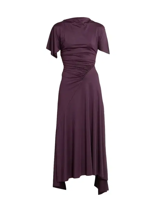 Victoria Beckham Women's Blousey Midi Dress - Blackcurrant