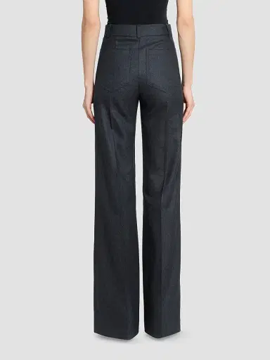 Victoria Beckham Women's Alina Wide-Leg High-Rise Trousers - Dark Grey Melange - Size 0 | Thumbnail 3