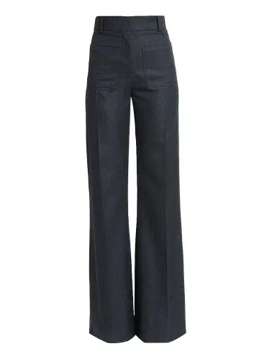 Victoria Beckham Women's Alina Wide-Leg High-Rise Trousers - Dark Grey Melange - Size 0 | Thumbnail 1