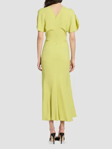 Victoria Beckham Women's Bela Crêpe Gathered Midi Dress | Thumbnail 3 Victoria Beckham Women's Bela Crêpe Gathered Midi Dress | Thumbnail 3