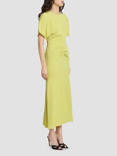 Victoria Beckham Women's Bela Crêpe Gathered Midi Dress | Thumbnail 4 Victoria Beckham Women's Bela Crêpe Gathered Midi Dress | Thumbnail 4