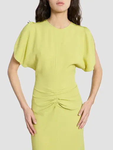 Victoria Beckham Women's Bela Crêpe Gathered Midi Dress | Thumbnail 5 Victoria Beckham Women's Bela Crêpe Gathered Midi Dress | Thumbnail 5
