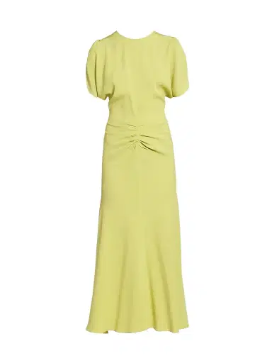 Victoria Beckham Women's Bela Crêpe Gathered Midi Dress | Thumbnail 1 Victoria Beckham Women's Bela Crêpe Gathered Midi Dress | Thumbnail 1