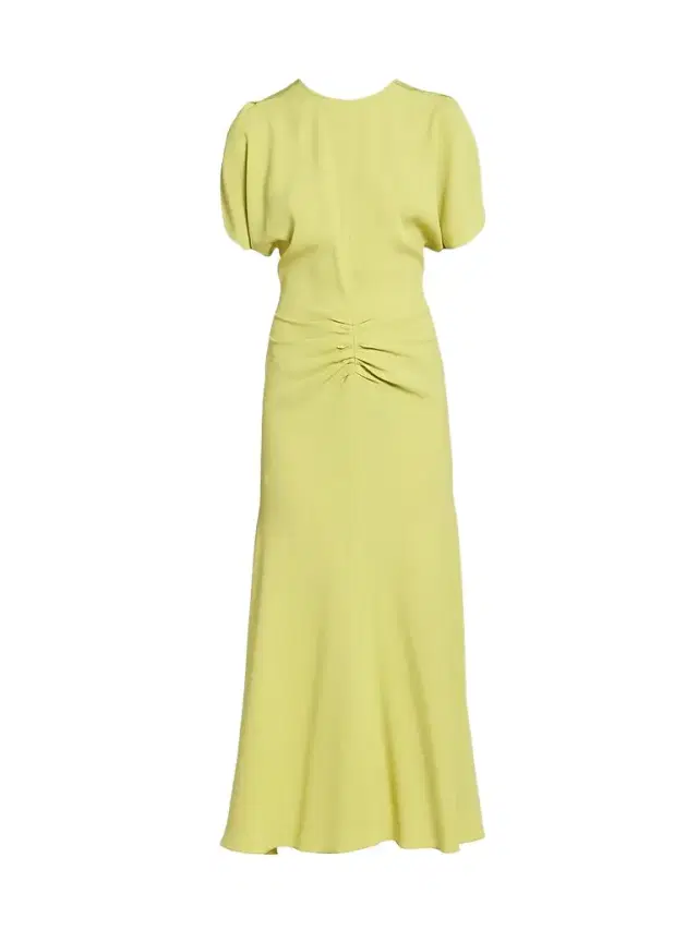Victoria Beckham Women's Bela Crêpe Gathered Midi Dress - Chartreuse