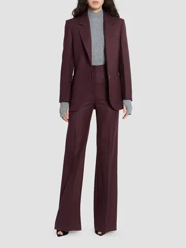 Victoria Beckham Women's Alina Wide-Leg High-Rise Wool Trousers | Thumbnail 2 Victoria Beckham Women's Alina Wide-Leg High-Rise Wool Trousers | Thumbnail 2