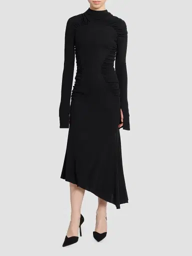 Victoria Beckham Women's Gathered Long-Sleeve Midi Dress | Thumbnail 2