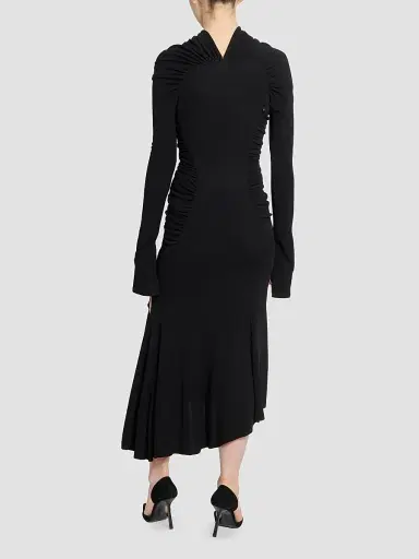 Victoria Beckham Women's Gathered Long-Sleeve Midi Dress | Thumbnail 3