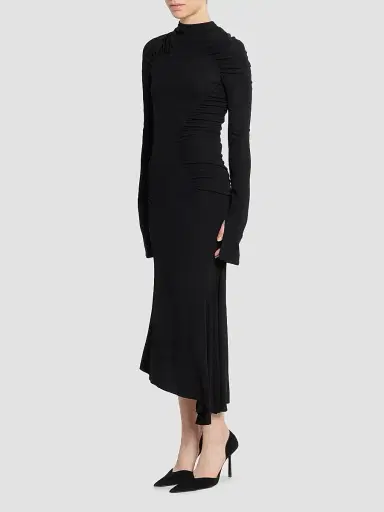 Victoria Beckham Women's Gathered Long-Sleeve Midi Dress | Thumbnail 4