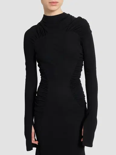 Victoria Beckham Women's Gathered Long-Sleeve Midi Dress | Thumbnail 5