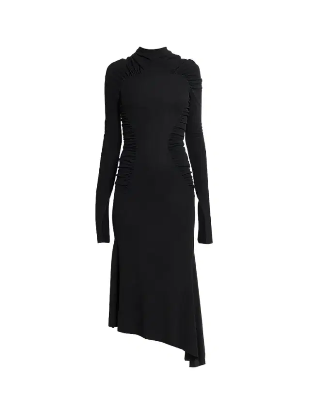 Victoria Beckham Women's High Neck Gathered Midi Dress - Black