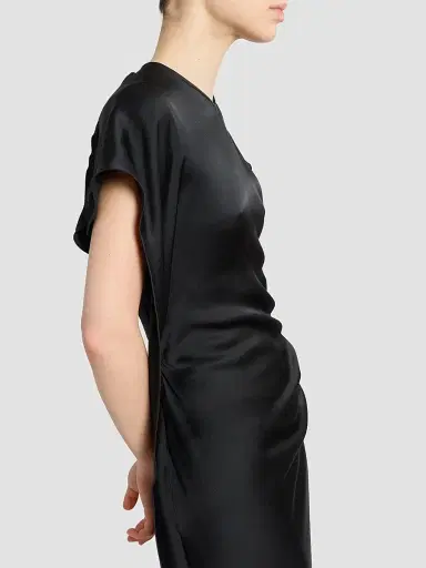 Victoria Beckham Women's Victoria Satin Asymmetric Maxi Dress - Black - Size 0 | Thumbnail 5