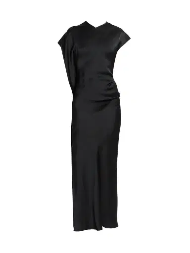 Victoria Beckham Women's Victoria Satin Asymmetric Maxi Dress - Black - Size 0 | Thumbnail 1