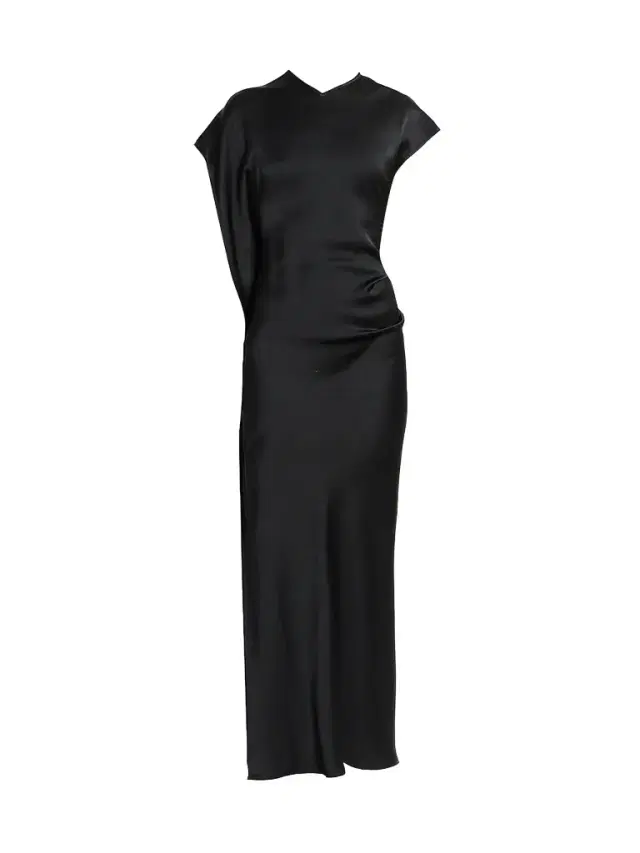Women's Victoria Satin Asymmetric Maxi Dress - Black
