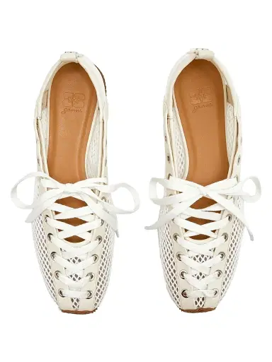 Ganni Women's Sporty Ballerina Mesh Flats - Egret | Thumbnail 3
