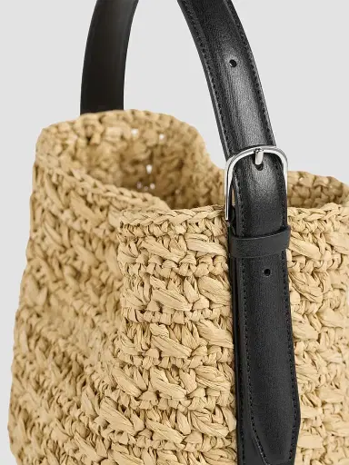 TOTEME Women's Belted Paper Tote Bag - Natural | Thumbnail 3