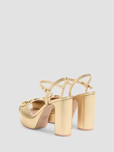 Valentino Garavani Women's VLogo Signature Metallic Platform 115MM Sandals | Thumbnail 4