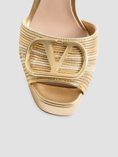 Valentino Garavani Women's VLogo Signature Metallic Platform 115MM Sandals | Thumbnail 5