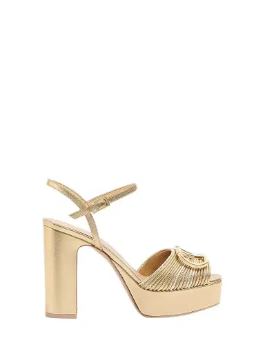 Valentino Garavani Women's VLogo Signature Metallic Platform 115MM Sandals | Thumbnail 1