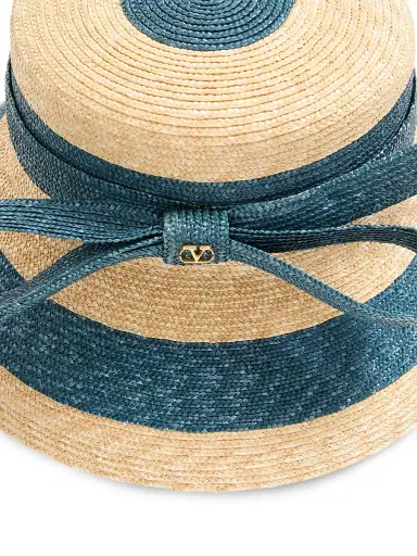 Valentino Garavani Men's VLogo Signature Straw Bucket Hat - Natural Blue | Thumbnail 4