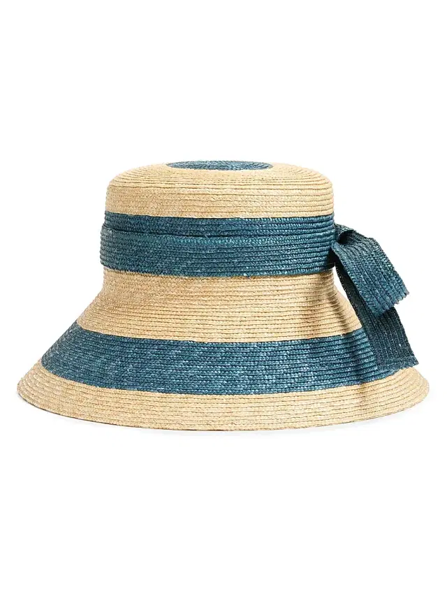 Valentino Garavani Men's VLogo Signature Straw Bucket Hat - Natural Blue
