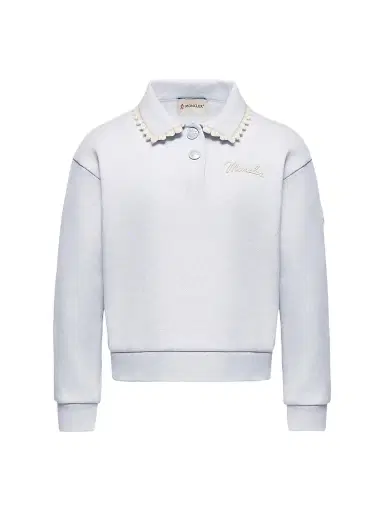 Moncler Little Girl's and Girl's Sweatshirt in Cotton - Ice Gray | Thumbnail 1 Moncler Little Girl's and Girl's Sweatshirt in Cotton - Ice Gray | Thumbnail 1