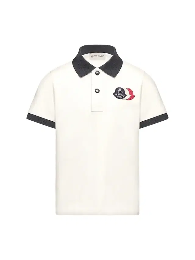 Moncler Little Boy's and Boy's Short Sleeves Polo Shirt in Cotton Piquet - White